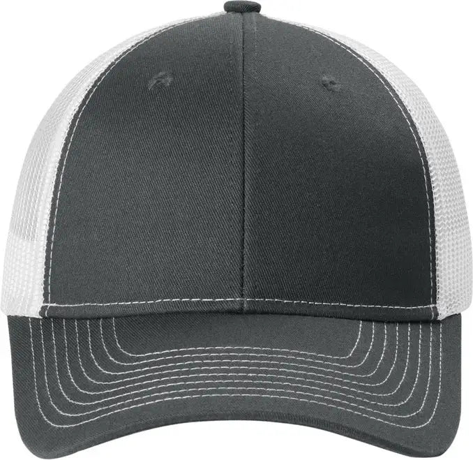 Port Authority Lc401 Snapback Ponytail Trucker Cap - Gray Steel White - Steel/ / Adult Osfa