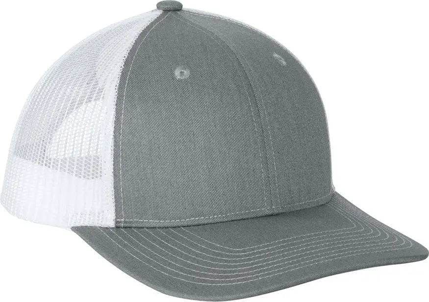 Port Authority Lc401 Snapback Ponytail Trucker Cap - Heather Gray White - Gray/ / Adult Osfa