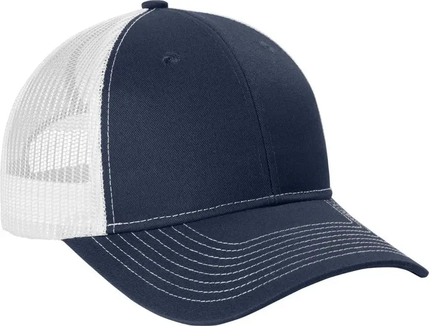 Port Authority Lc401 Snapback Ponytail Trucker Cap - True Navy White - Navy/ / Adult Osfa
