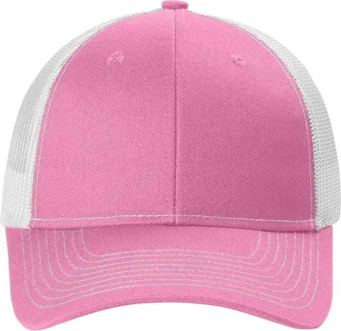 Port Authority Lc401 Snapback Ponytail Trucker Cap - True Pink White - Pink/ / Adult Osfa