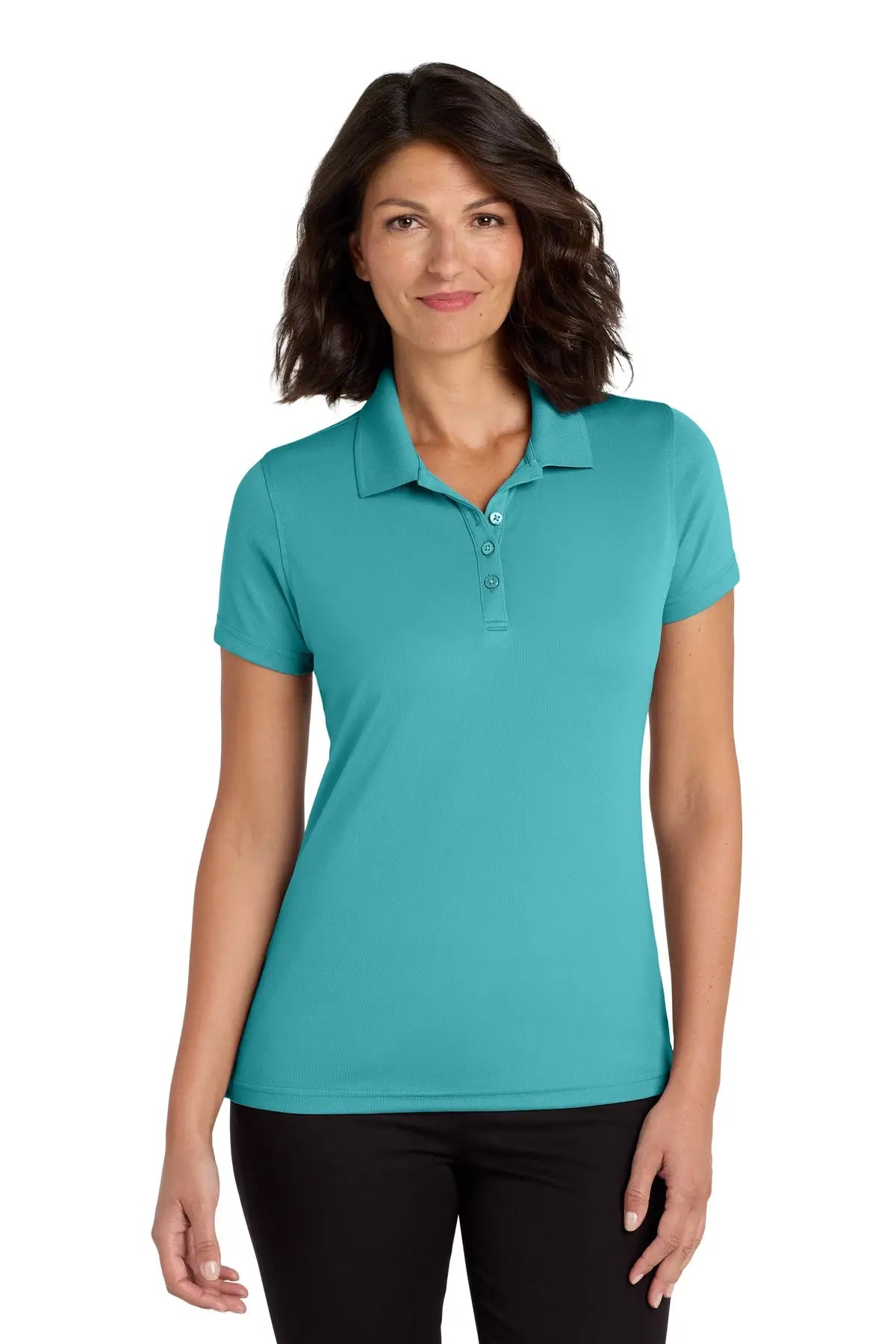 Port Authority Lk110 Women’s Dry Zone Uv Micro-mesh Polo - Aquamarine - Ladies Xs