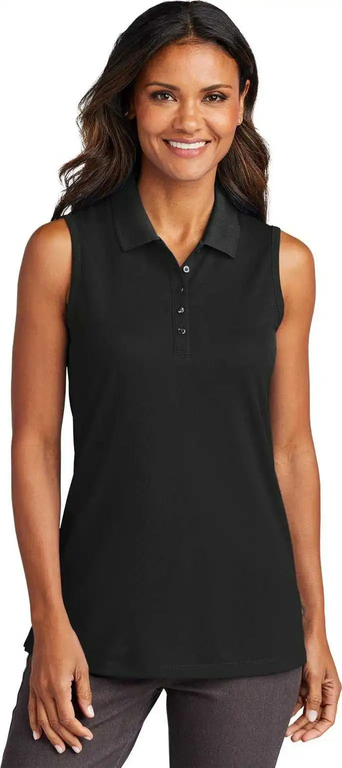Port Authority Lk110sv Ladies Dry Zone Uv Micro Mesh Sleeveless Polo Deep Black