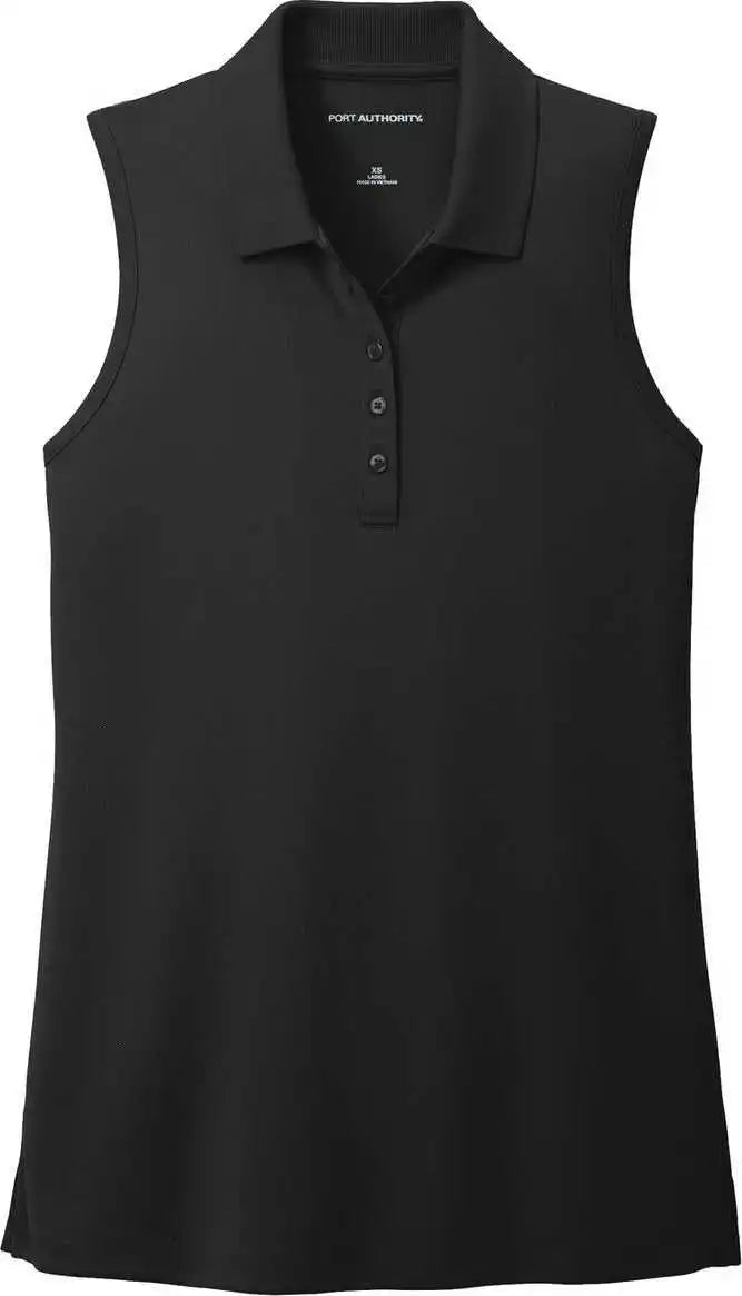 Port Authority Lk110sv Ladies Dry Zone Uv Micro-mesh Sleeveless Polo - Deep Black