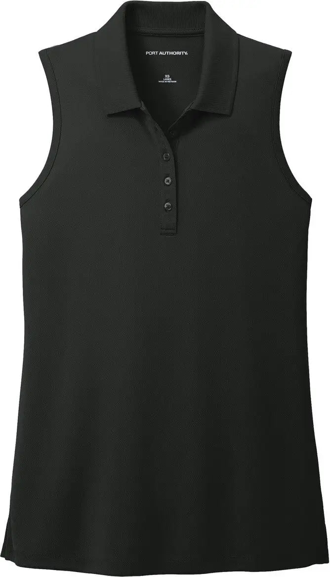 Port Authority Lk110sv Women’s Dry Zone Uv Micro-mesh Sleeveless Polo - Deep Black