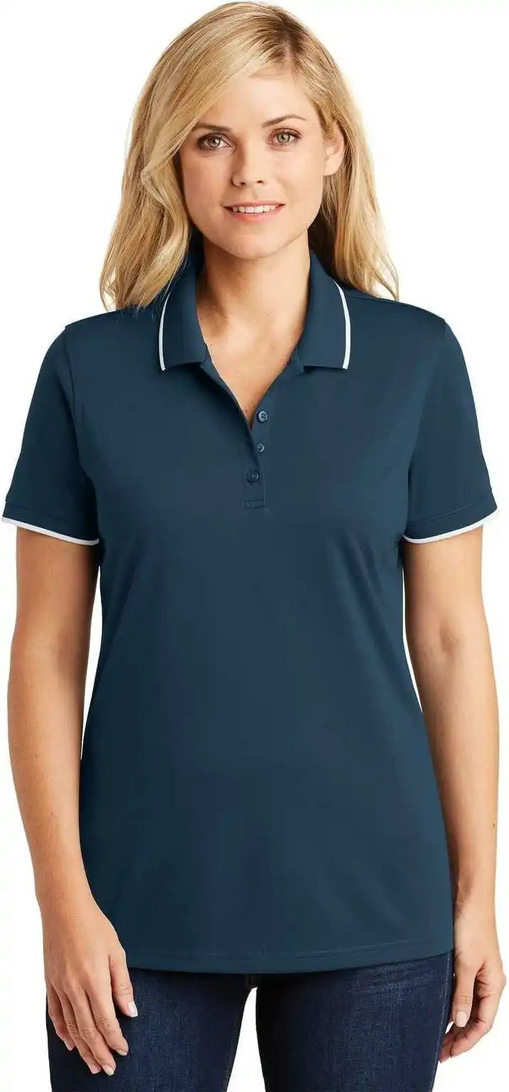 Port Authority Lk111 Ladies Dry Zone Uv Micro-mesh Tipped Polo - River Blue Navy White