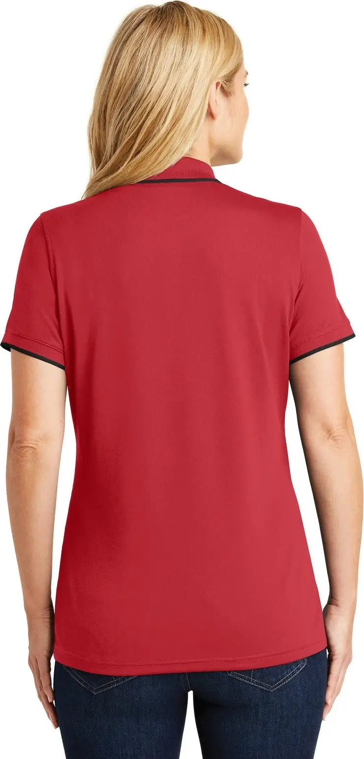 Port Authority Lk111 Women’s Dry Zone Uv Micro-mesh Tipped Polo - Rich Red Deep Black