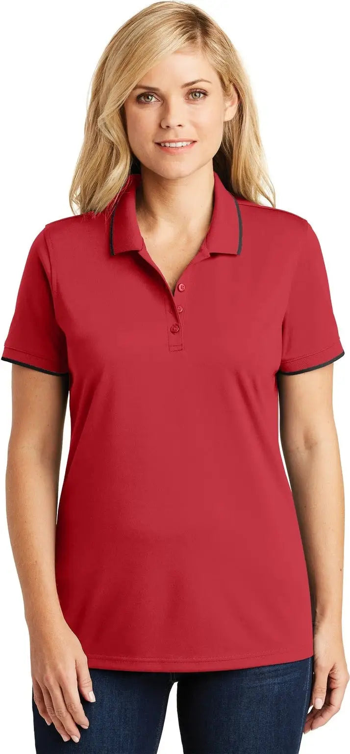 Port Authority Lk111 Women’s Dry Zone Uv Micro-mesh Tipped Polo - Rich Red Deep Black - Red/ / Ladies Xs