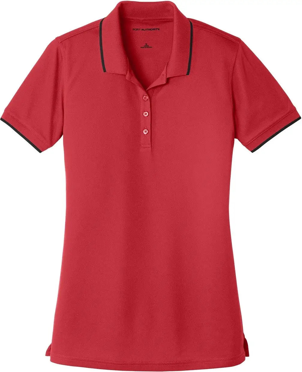 Port Authority Lk111 Women’s Dry Zone Uv Micro-mesh Tipped Polo - Rich Red Deep Black