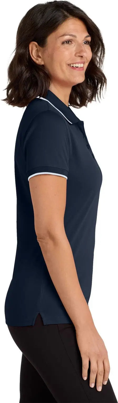 Port Authority Lk111 Women’s Dry Zone Uv Micro-mesh Tipped Polo - River Blue Navy White