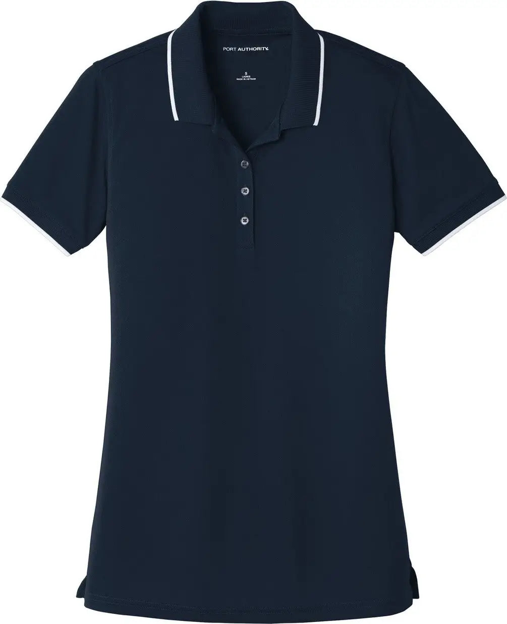Port Authority Lk111 Women’s Dry Zone Uv Micro-mesh Tipped Polo - River Blue Navy White