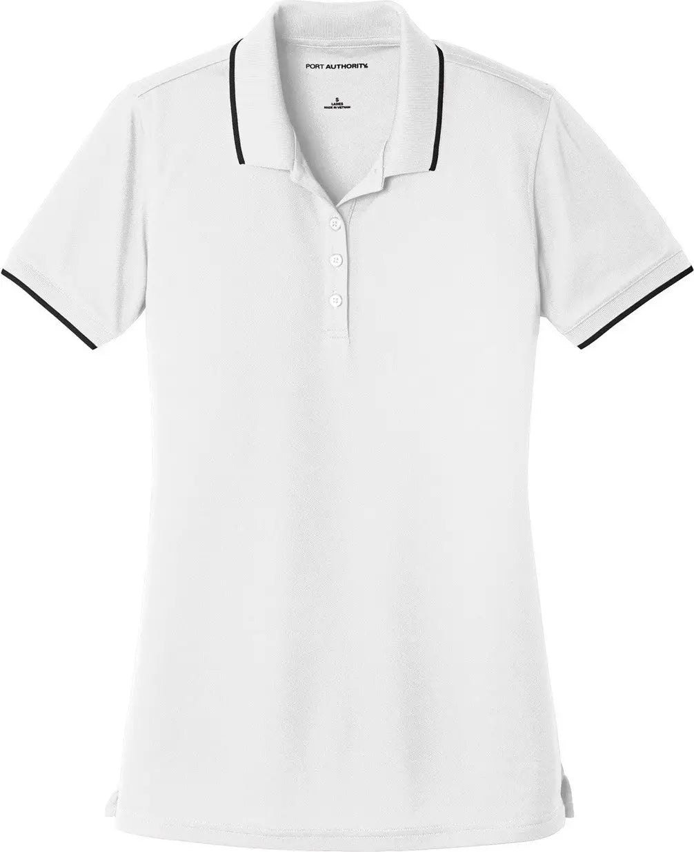 Port Authority Lk111 Women’s Dry Zone Uv Micro-mesh Tipped Polo - White Deep Black