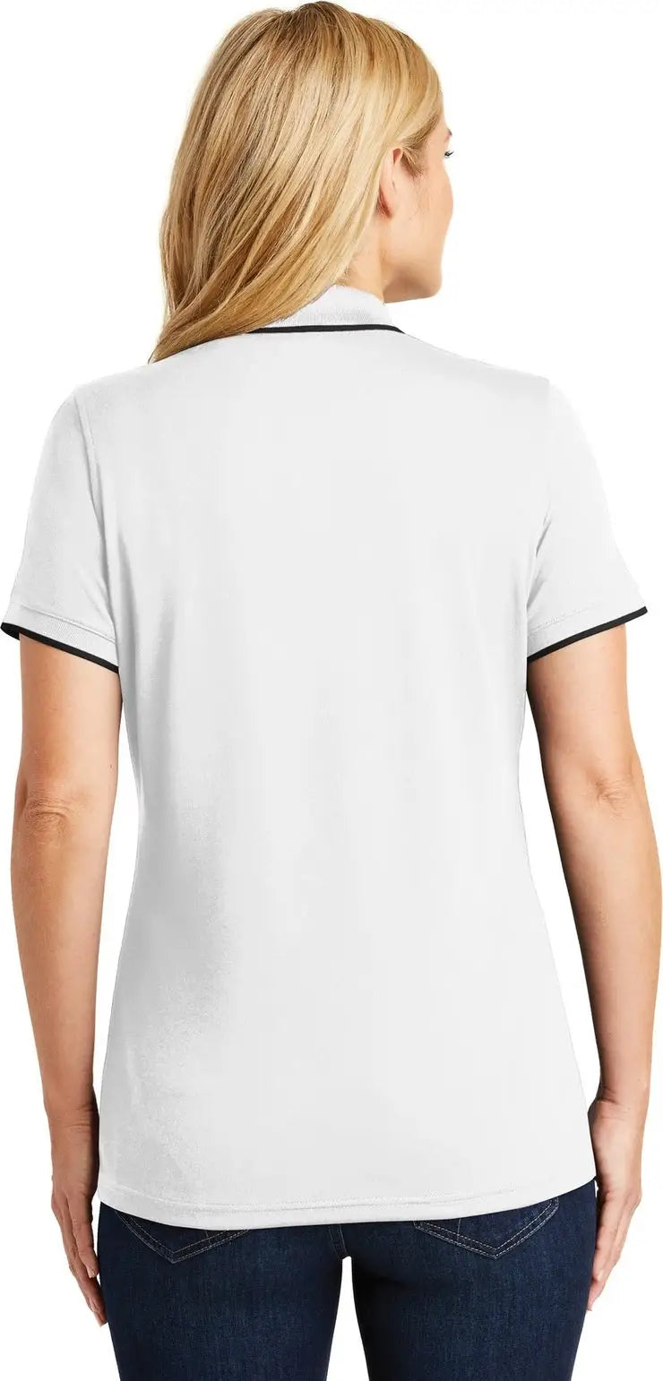 Port Authority Lk111 Women’s Dry Zone Uv Micro-mesh Tipped Polo - White Deep Black