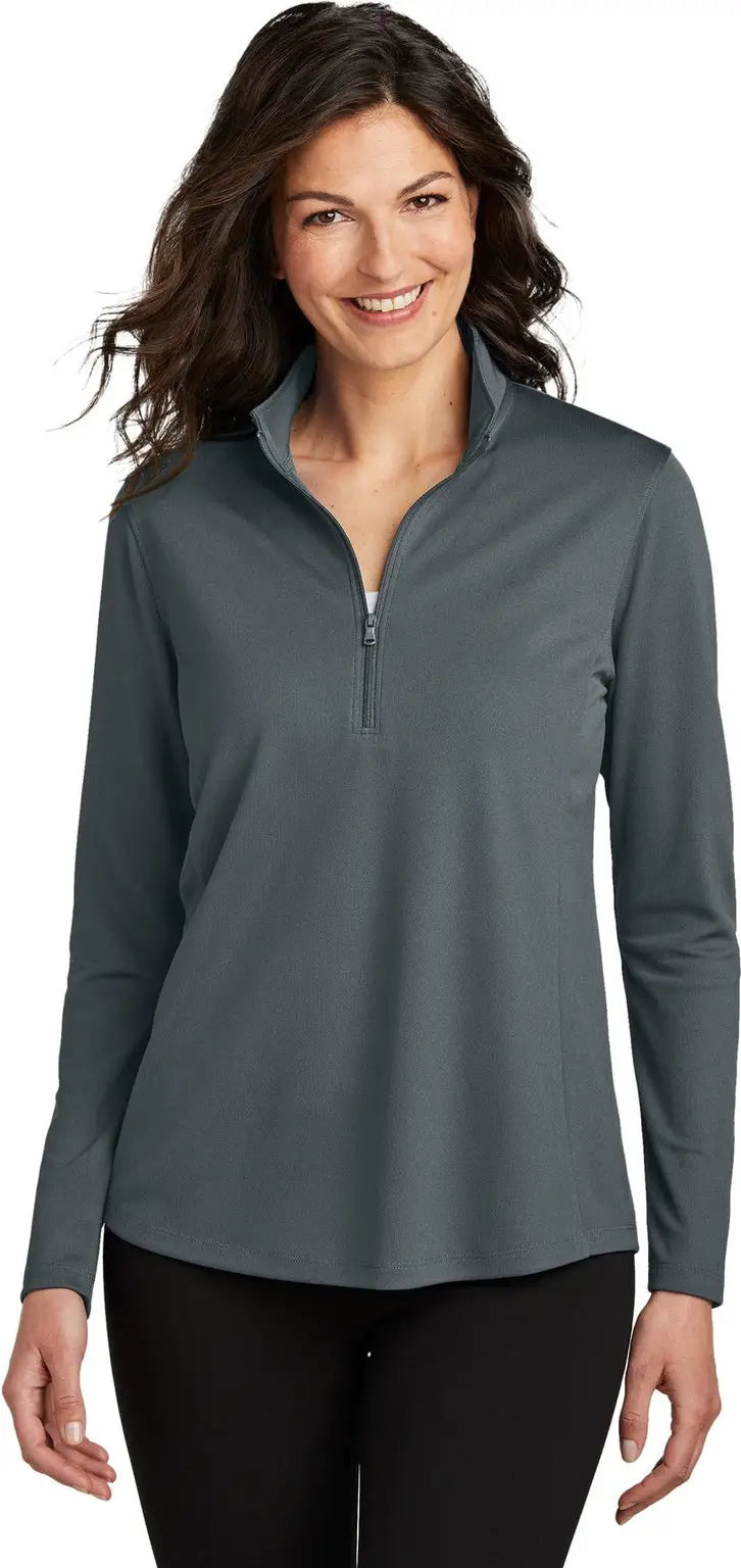 Port Authority Lk112 Women’s Dry Zone Uv Micro-mesh 1/4-zip - Graphite - Ladies Xs