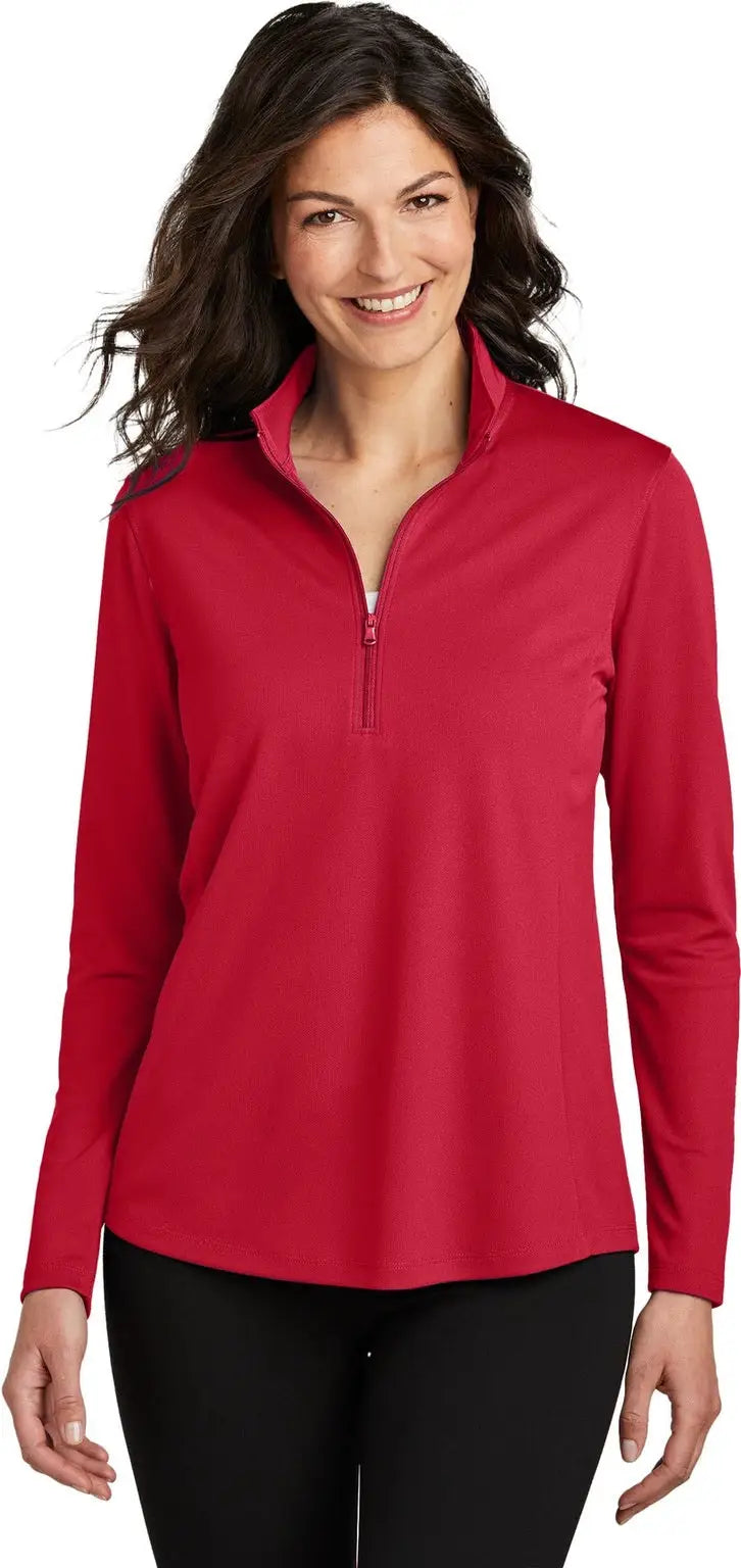 Port Authority Lk112 Women’s Dry Zone Uv Micro-mesh 1/4-zip - Rich Red - Ladies Xs