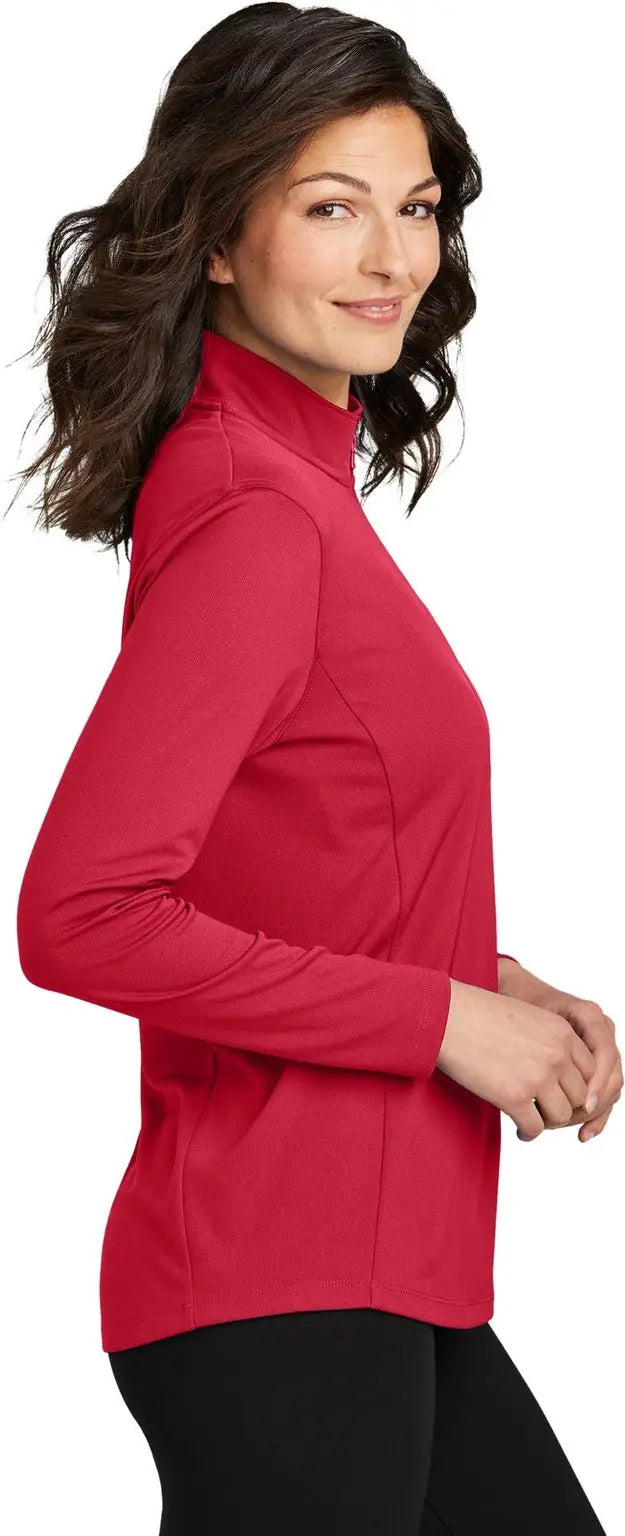 Port Authority Lk112 Women’s Dry Zone Uv Micro-mesh 1/4-zip - Rich Red