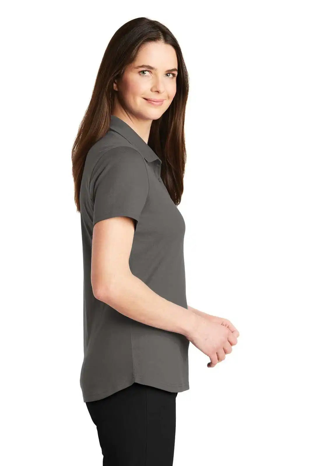 Port Authority Lk164 Ladies Superpro Knit Polo - Sterling Gray