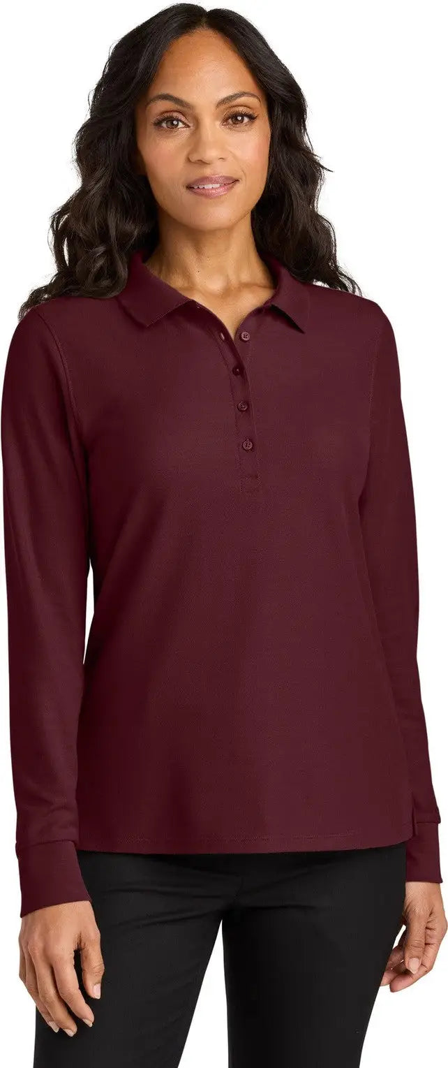 Port Authority Lk200ls Women’s Wearever Signature Pique Long Sleeve Polo - Burgundy - Ladies Xs