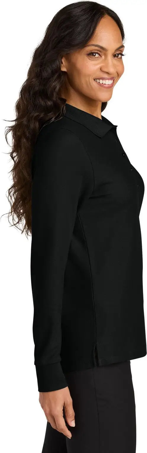 Port Authority Lk200ls Women’s Wearever Signature Pique Long Sleeve Polo - Deep Black