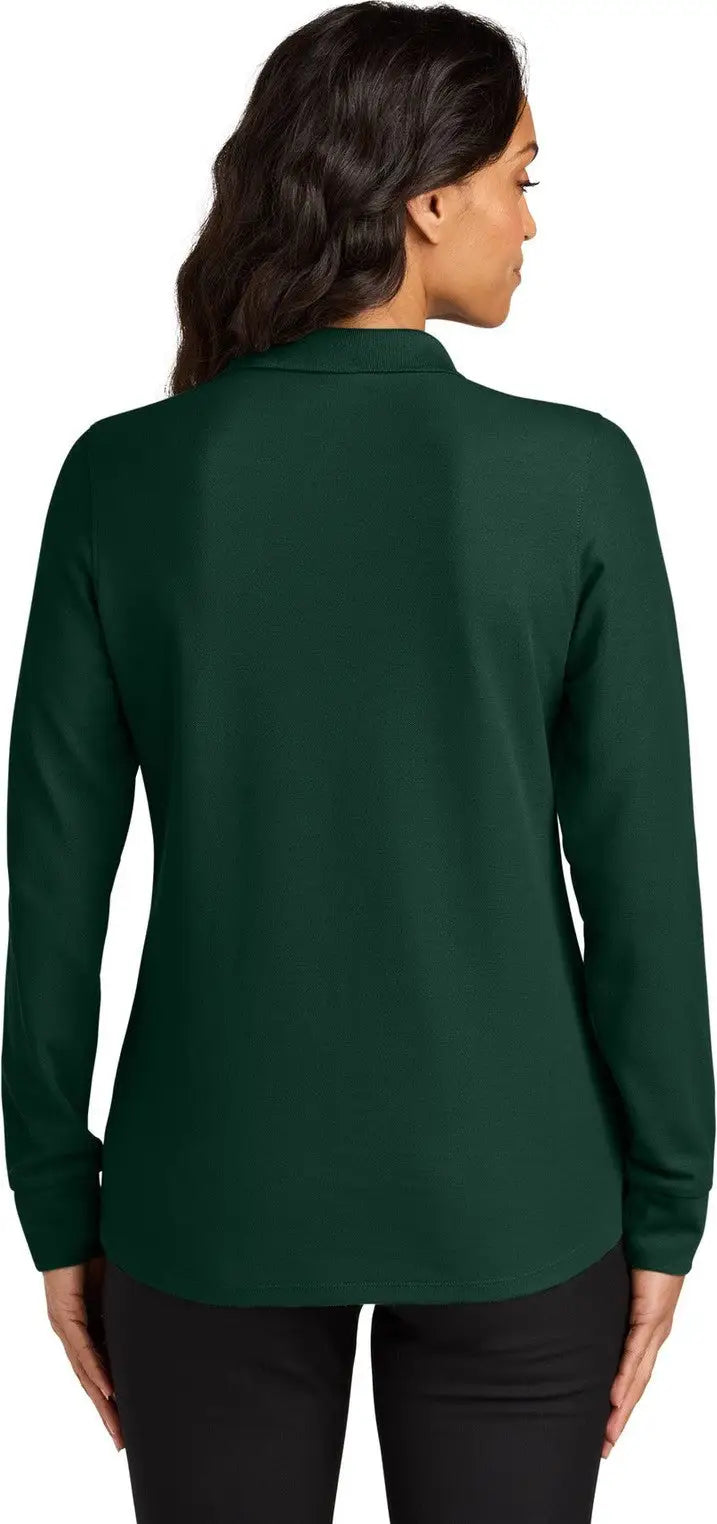 Port Authority Lk200ls Women’s Wearever Signature Pique Long Sleeve Polo - Dark Green