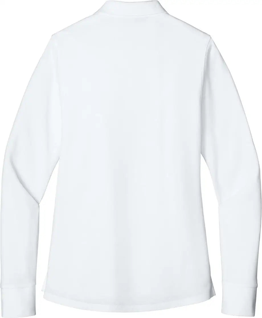 Port Authority Lk200ls Women’s Wearever Signature Pique Long Sleeve Polo - White - Ladies Xs