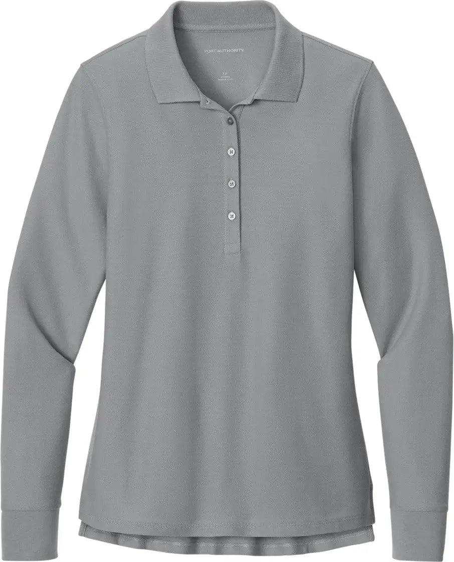 Port Authority Lk200ls Women’s Wearever Signature Pique Long Sleeve Polo - Gusty Gray