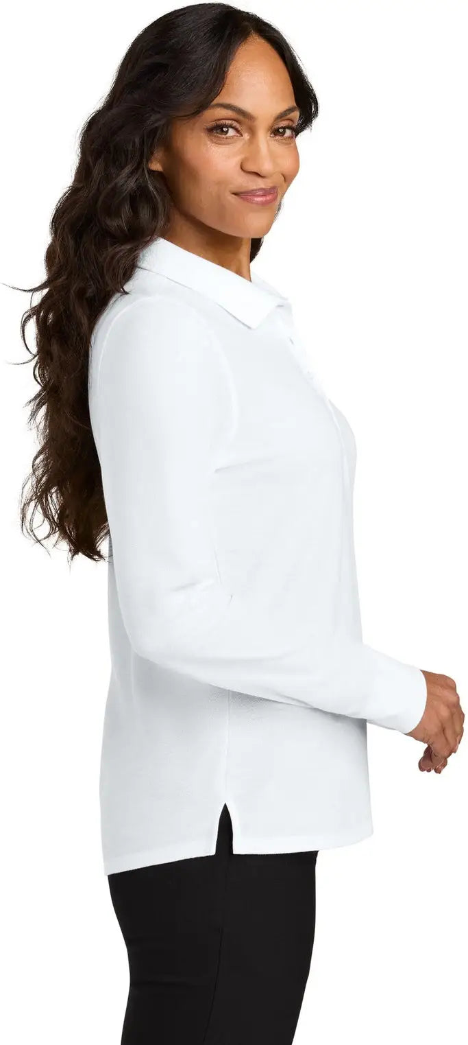 Port Authority Lk200ls Women’s Wearever Signature Pique Long Sleeve Polo - White