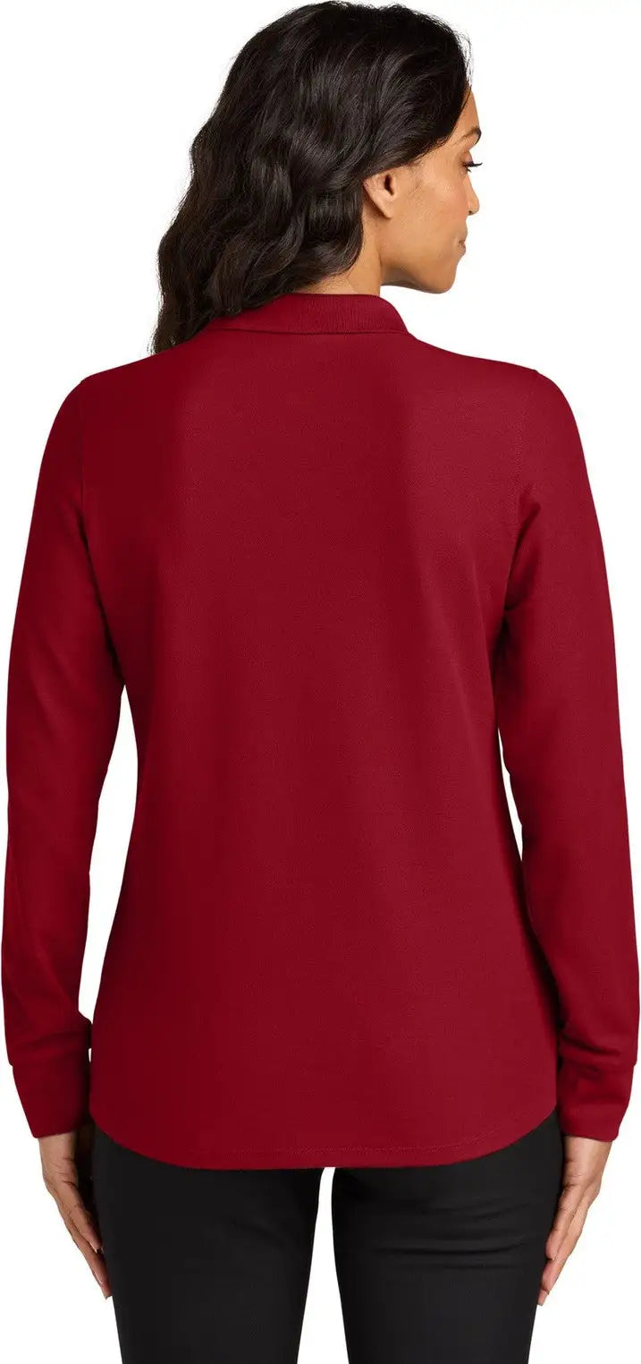 Port Authority Lk200ls Women’s Wearever Signature Pique Long Sleeve Polo - Rich Red