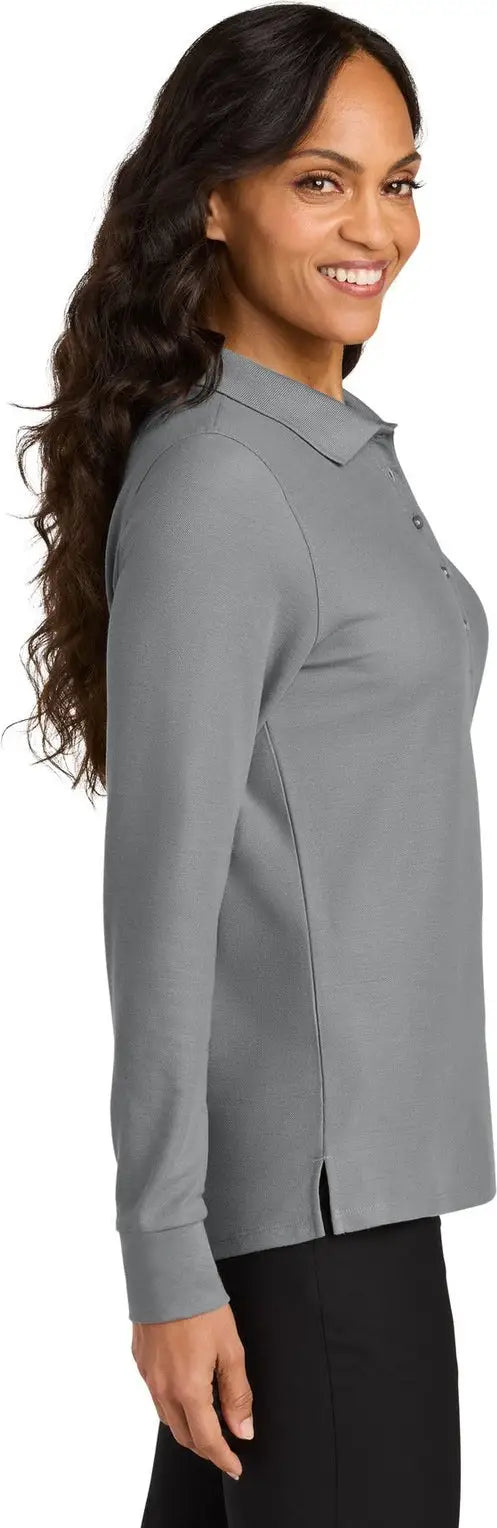Port Authority Lk200ls Women’s Wearever Signature Pique Long Sleeve Polo - Gusty Gray