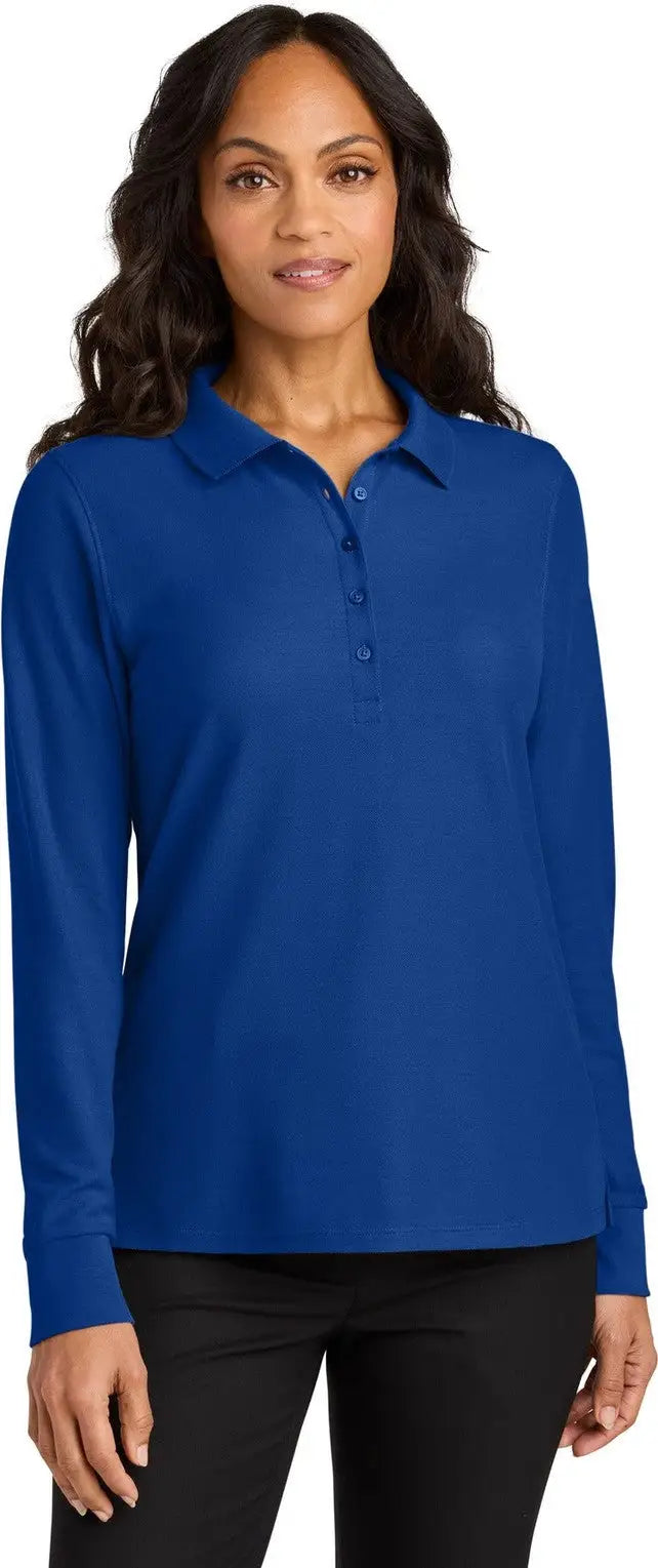 Port Authority Lk200ls Women’s Wearever Signature Pique Long Sleeve Polo - True Royal - Ladies Xs