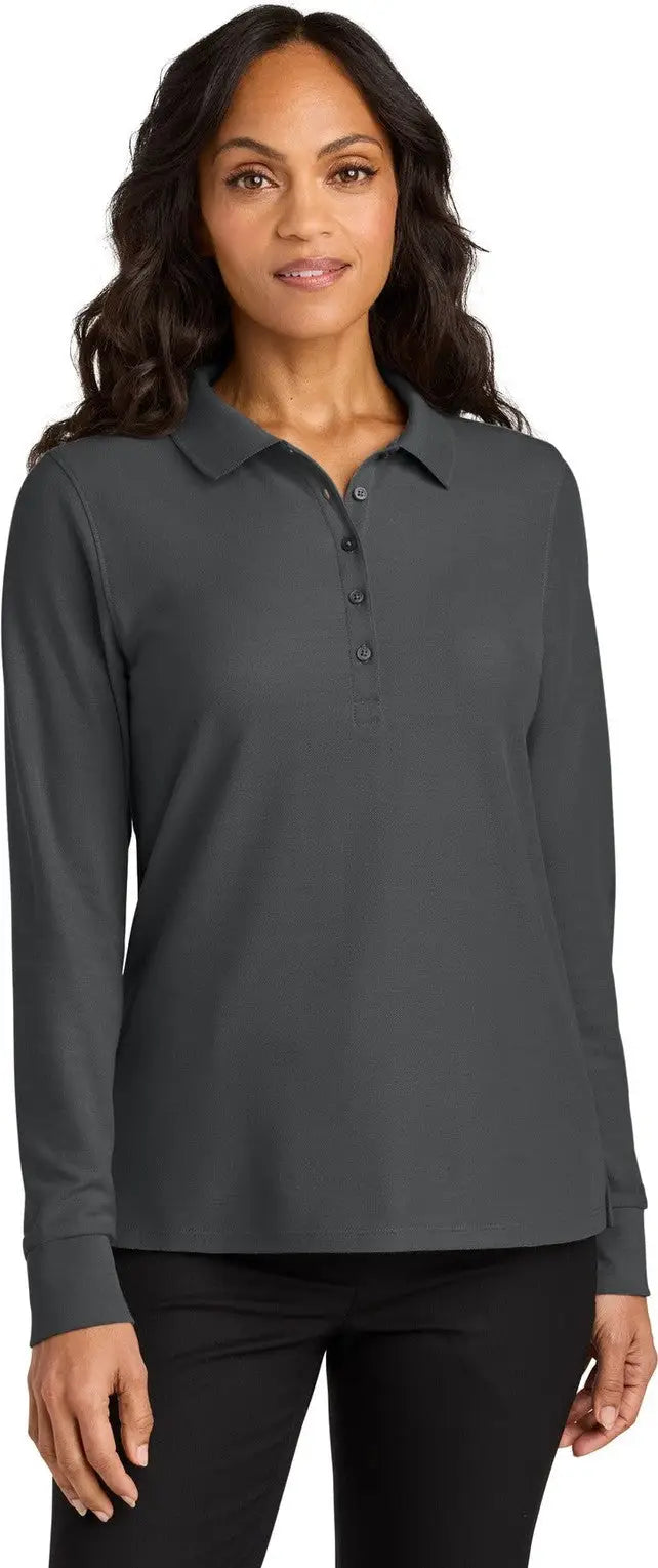 Port Authority Lk200ls Women’s Wearever Signature Pique Long Sleeve Polo - Storm Gray - Ladies Xs