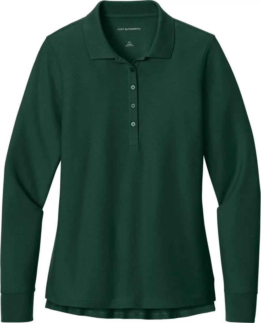 Port Authority Lk200ls Women’s Wearever Signature Pique Long Sleeve Polo - Dark Green