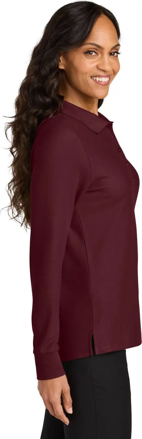Port Authority Lk200ls Women’s Wearever Signature Pique Long Sleeve Polo - Burgundy
