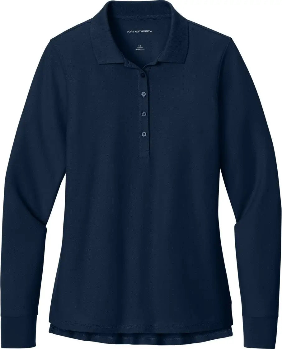Port Authority Lk200ls Women’s Wearever Signature Pique Long Sleeve Polo - River Blue Navy