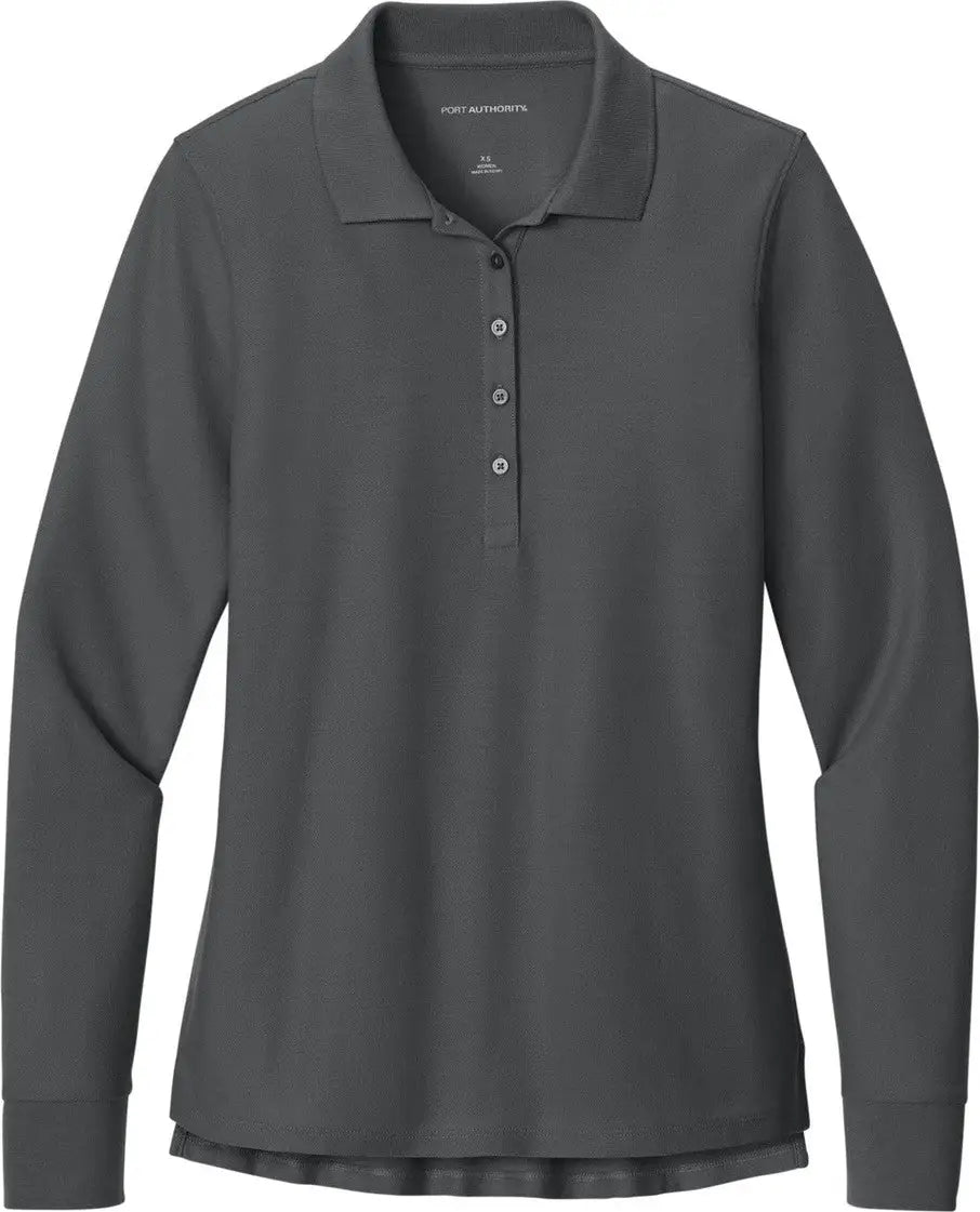 Port Authority Lk200ls Women’s Wearever Signature Pique Long Sleeve Polo - Storm Gray