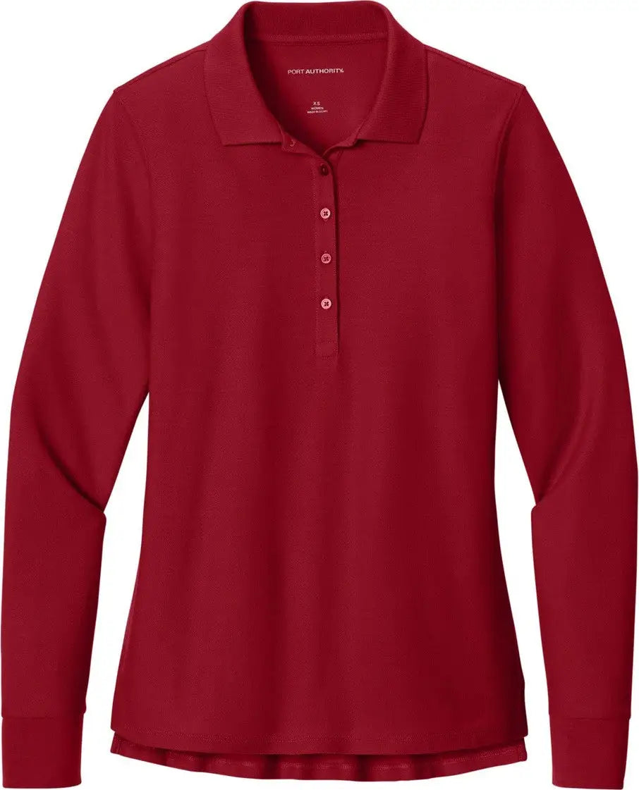 Port Authority Lk200ls Women’s Wearever Signature Pique Long Sleeve Polo - Rich Red