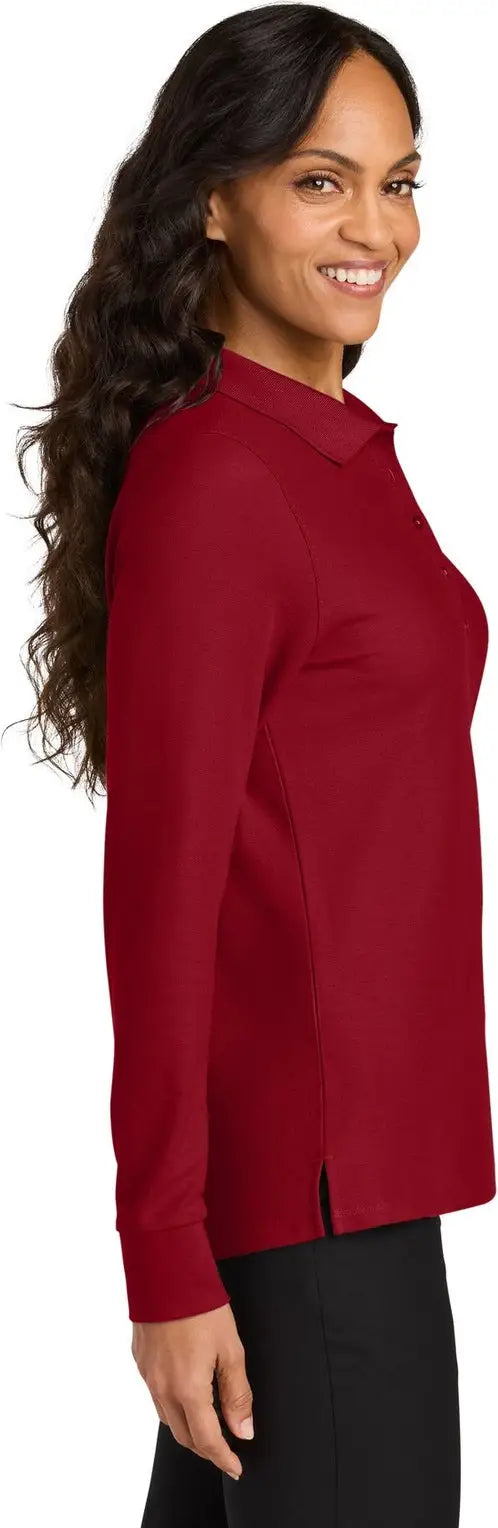 Port Authority Lk200ls Women’s Wearever Signature Pique Long Sleeve Polo - Rich Red