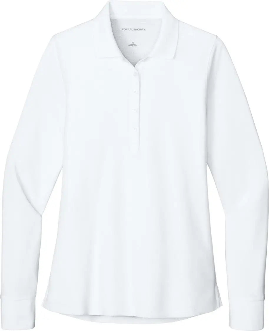 Port Authority Lk200ls Women’s Wearever Signature Pique Long Sleeve Polo - White