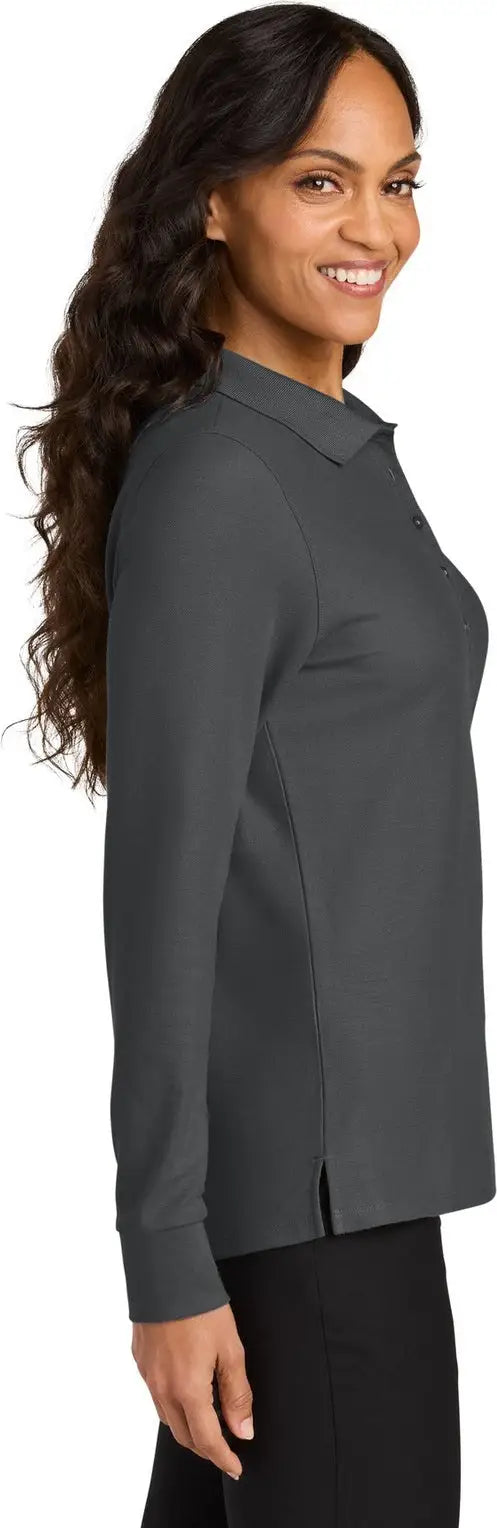 Port Authority Lk200ls Women’s Wearever Signature Pique Long Sleeve Polo - Storm Gray
