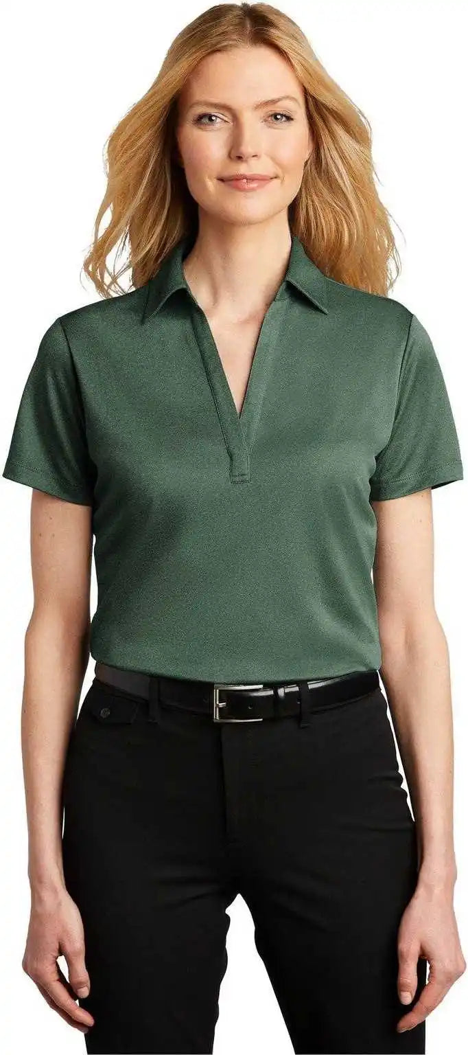 Port Authority Lk542 Ladies Heathered Silk Touch Performance Polo Green Glen Heather