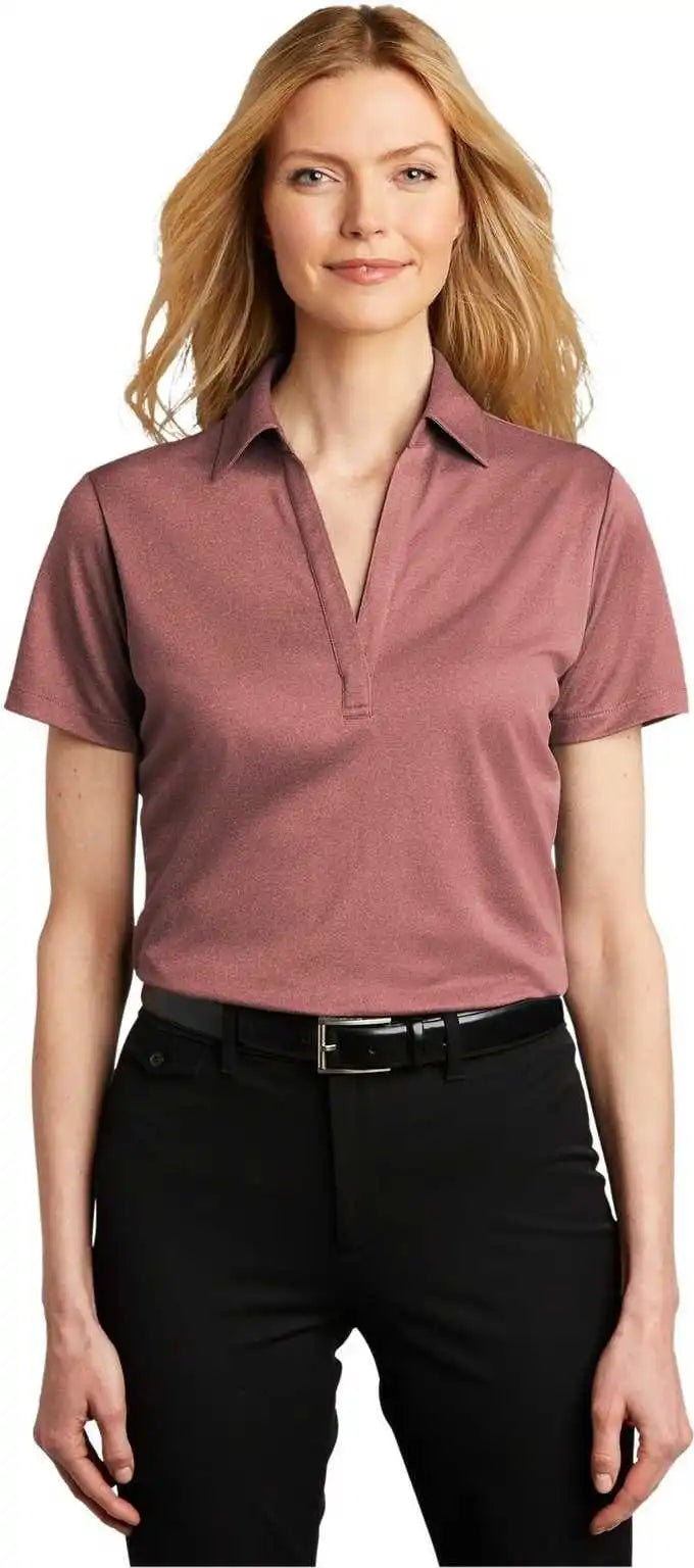 Port Authority Lk542 Ladies Heathered Silk Touch Performance Polo - Garnet Heather