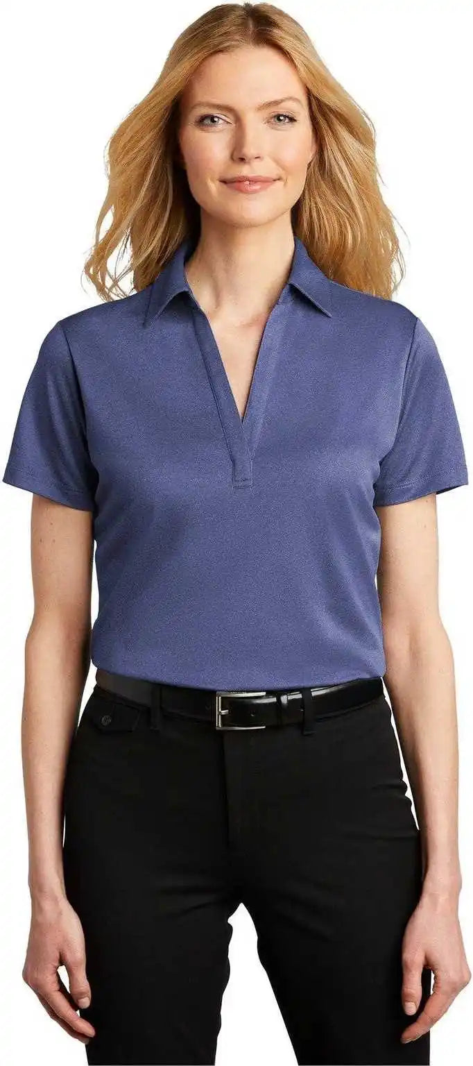 Port Authority Lk542 Ladies Heathered Silk Touch Performance Polo - Royal Heather