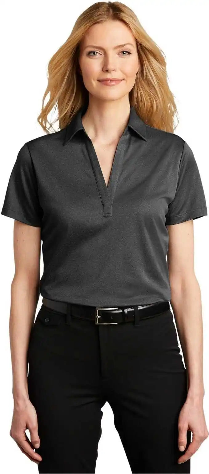 Port Authority Lk542 Ladies Heathered Silk Touch Performance Polo Black Heather