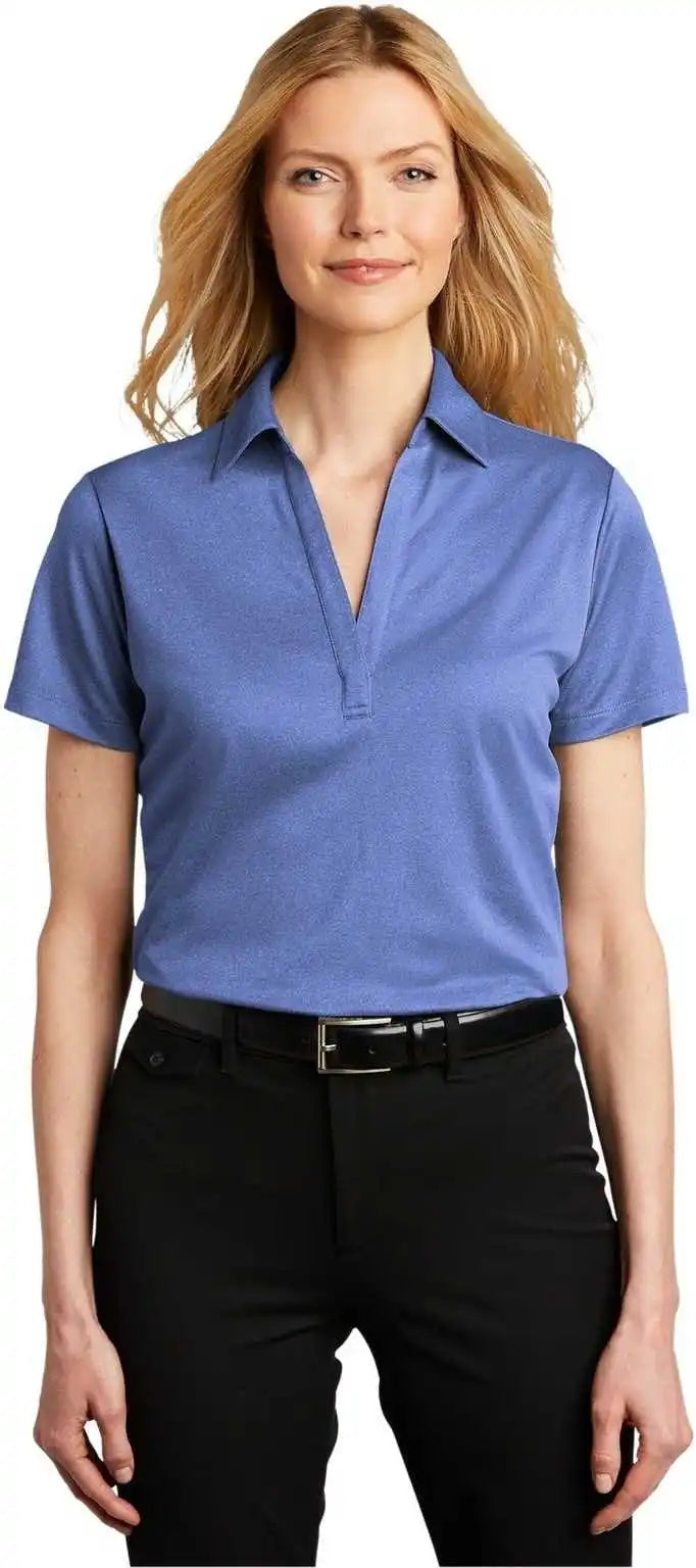 Port Authority Lk542 Ladies Heathered Silk Touch Performance Polo Moonlight Blue Heather