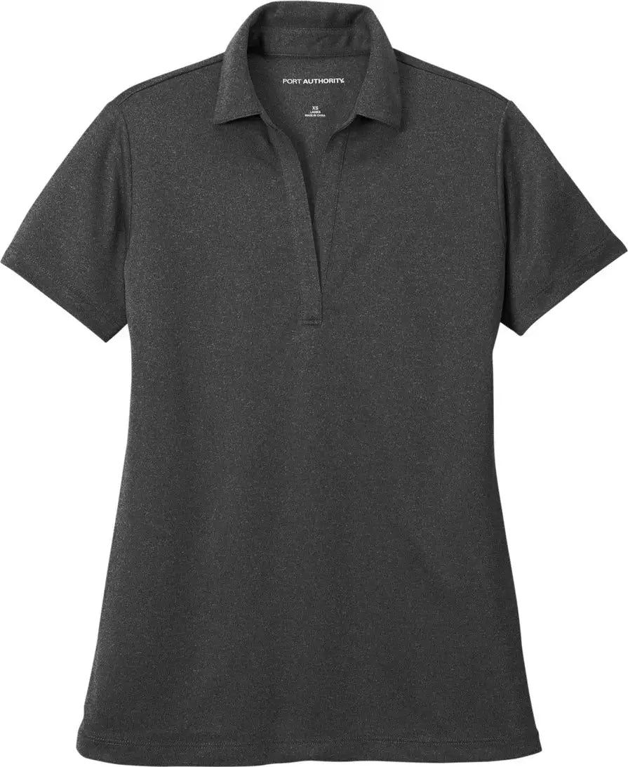 Port Authority Lk542 Women’s Heathered Silk Touch Performance Polo - Black Heather