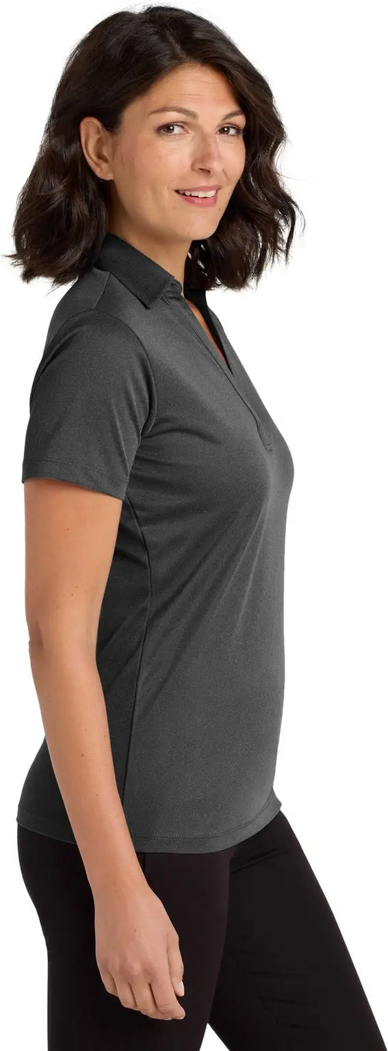 Port Authority Lk542 Women’s Heathered Silk Touch Performance Polo - Black Heather