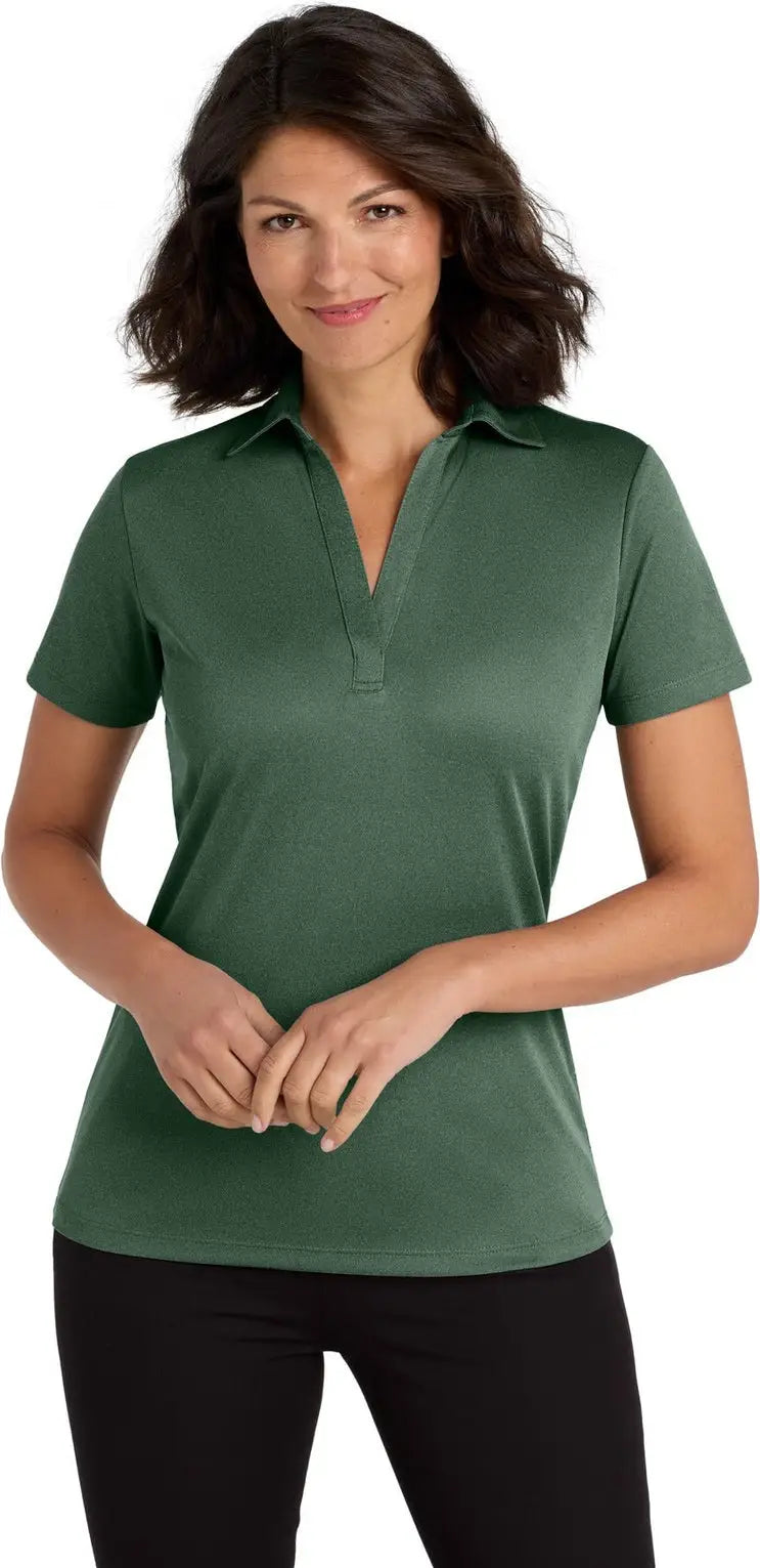 Port Authority Lk542 Women’s Heathered Silk Touch Performance Polo - Green Glen Heather - Ladies Xs