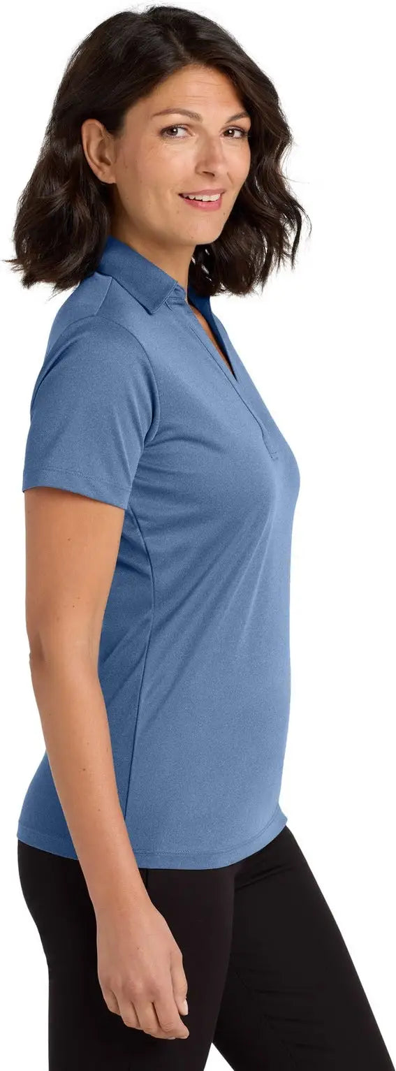 Port Authority Lk542 Women’s Heathered Silk Touch Performance Polo - Moonlight Blue Heather