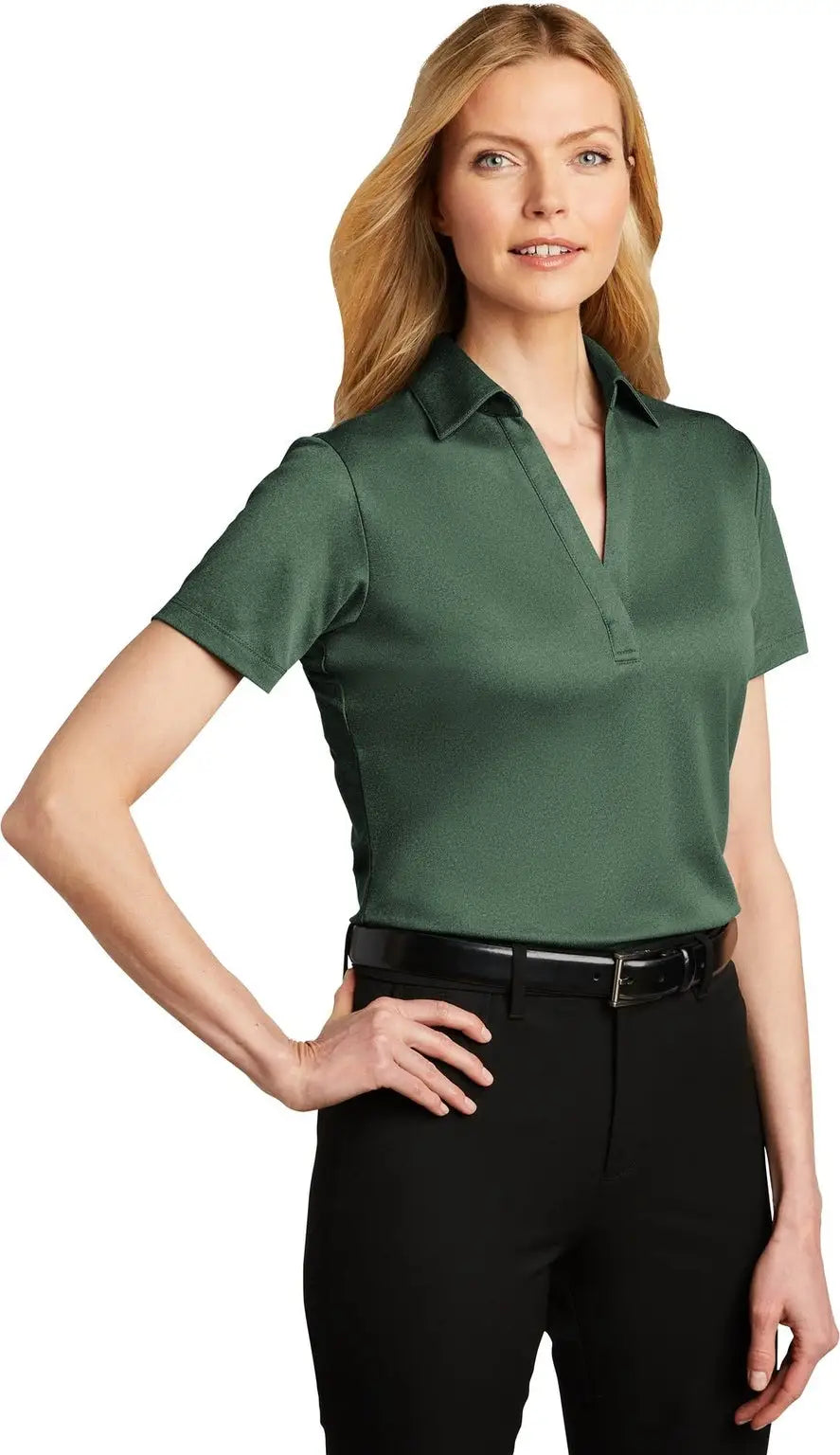 Port Authority Lk542 Women’s Heathered Silk Touch Performance Polo - Green Glen Heather