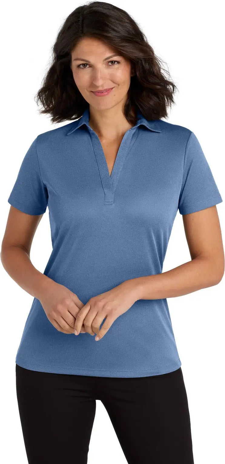 Port Authority Lk542 Women’s Heathered Silk Touch Performance Polo - Moonlight Blue Heather - Ladies Xs