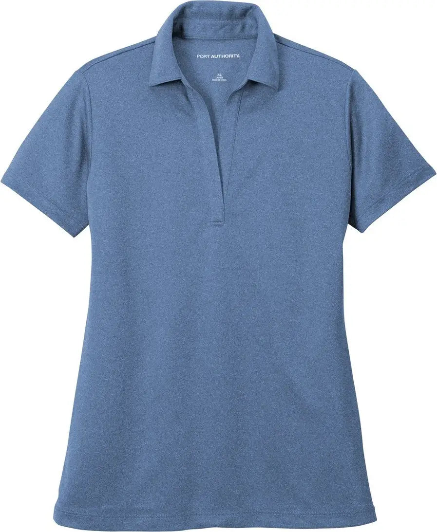 Port Authority Lk542 Women’s Heathered Silk Touch Performance Polo - Moonlight Blue Heather